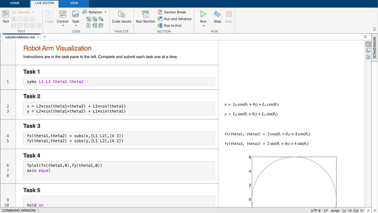 Screenshot of MATLAB Academy webpage showing an exercise from the Introduction to Symbolic Math with MATLAB online course.