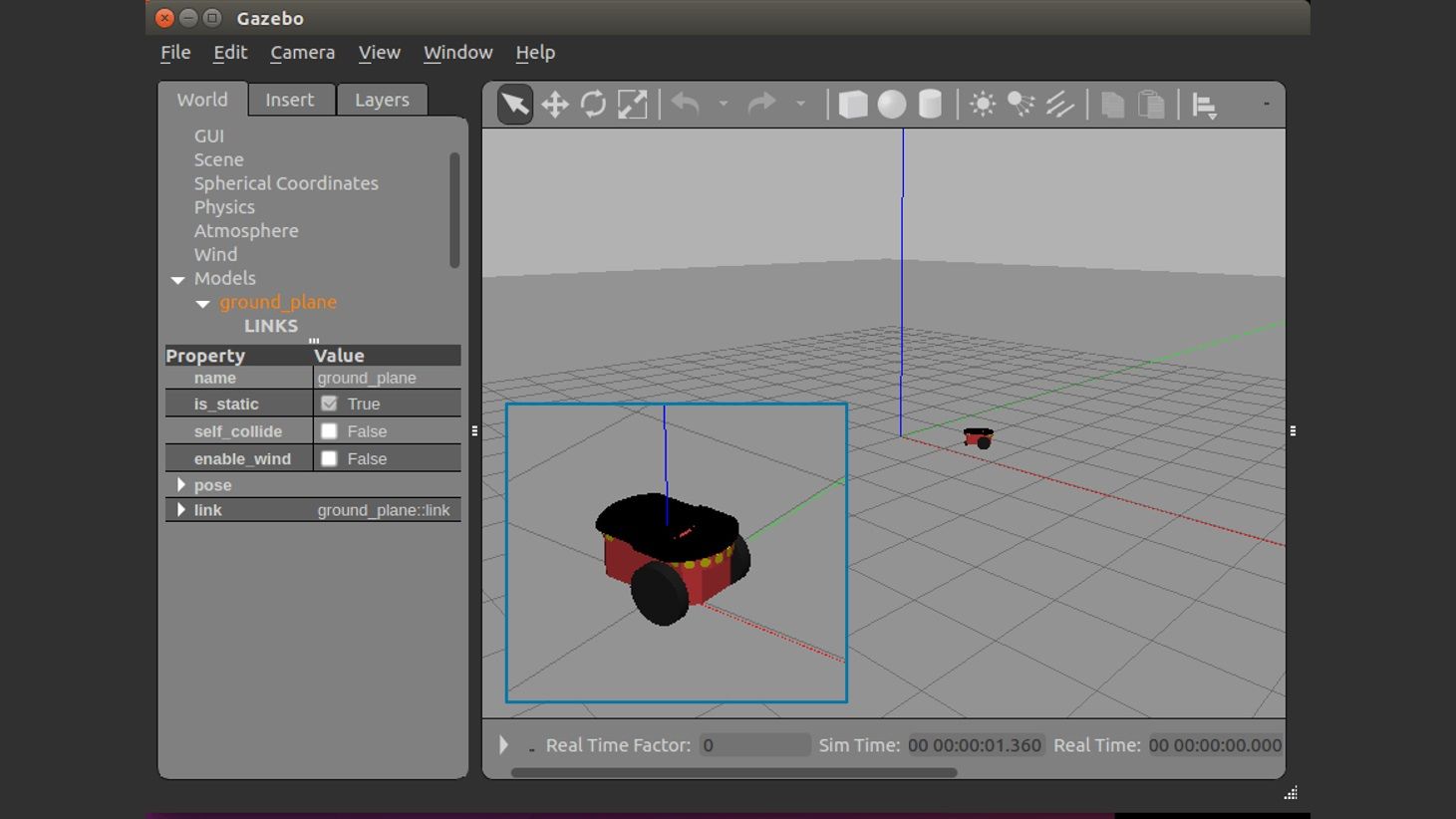 Screenshot of a control engineering virtual laboratory practice with a differential drive robot using Simulink and Gazebo.