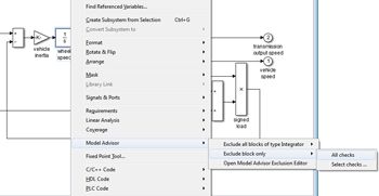 Figure 3. Selecting model elements to exclude from Model Advisor analysis.