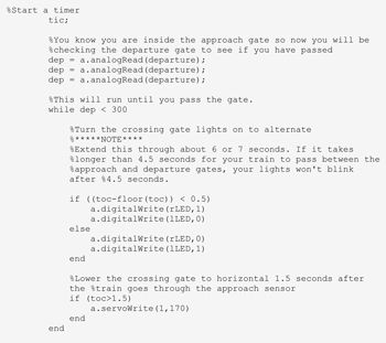 Figure 2. Student code using tic() and toc() to implement a non-blocking delay.