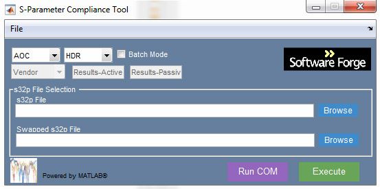 Figure 1. The S-Parameter Compliance Tool interface.