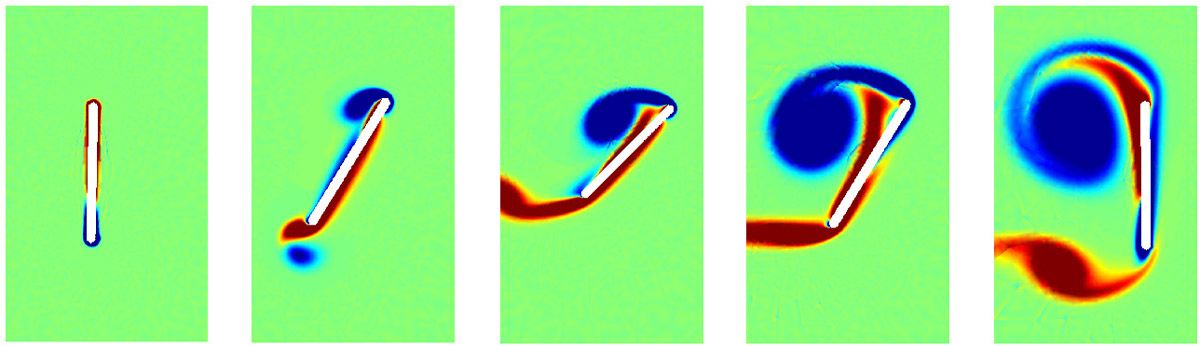Visualization of a single wing stroke by an aerial microrobot generated from a MATLAB simulation.