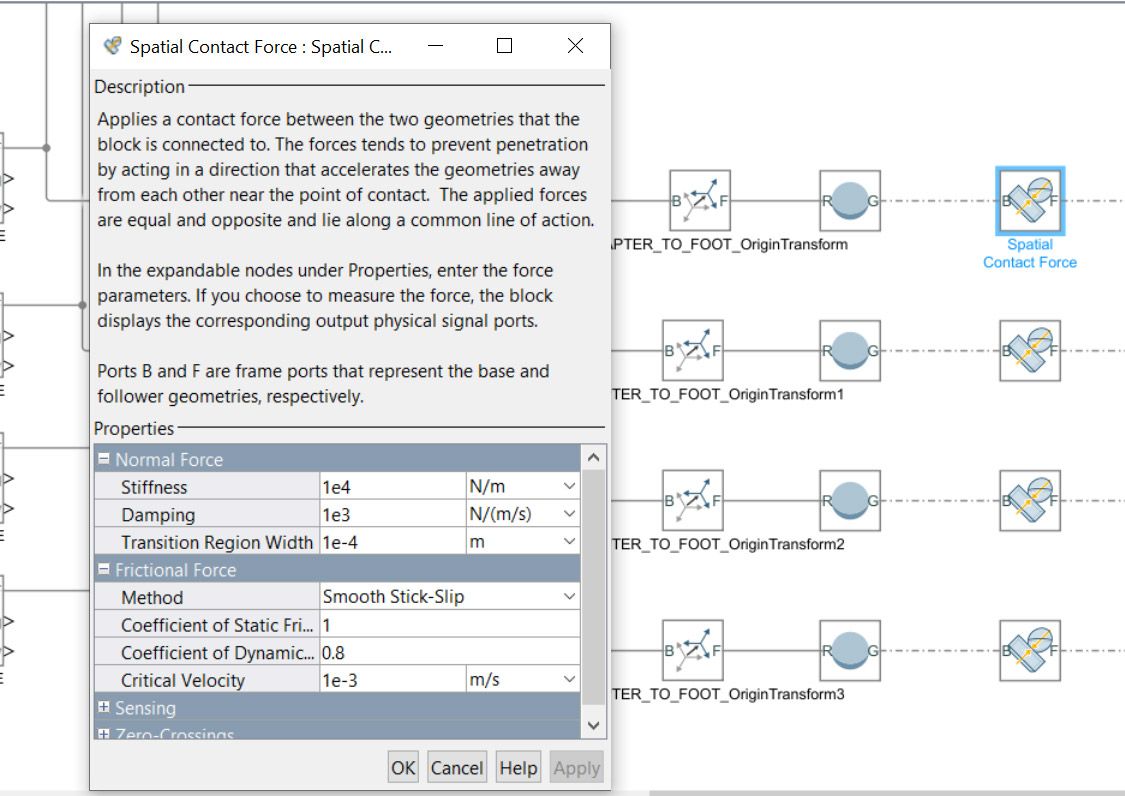 建立四足与地面接触力模型