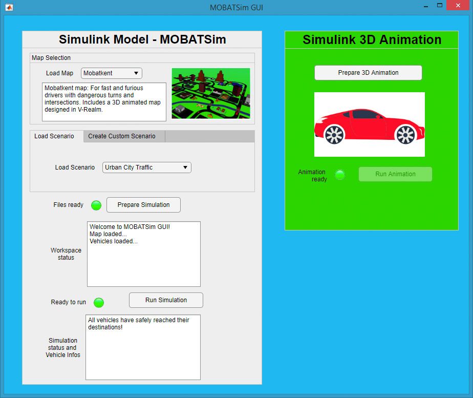 Figure 3. MOBATSim interface for configuring and initiating simulation runs, developed with MATLAB App Designer.