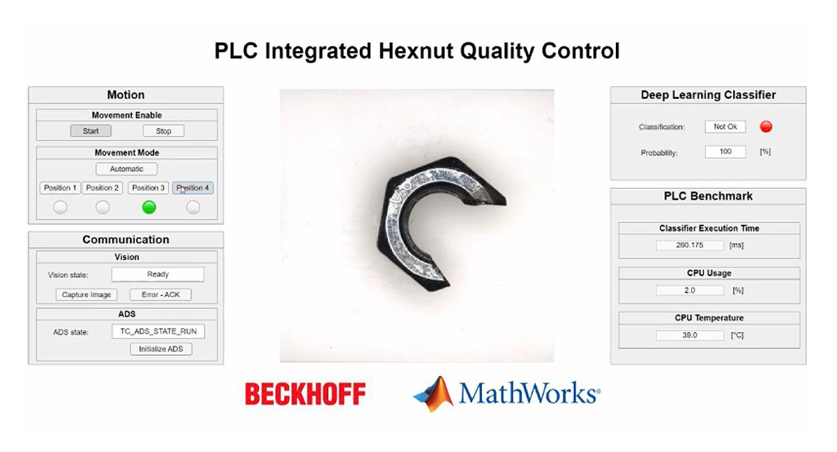 A screenshot showing the hex nut quality control HMI.