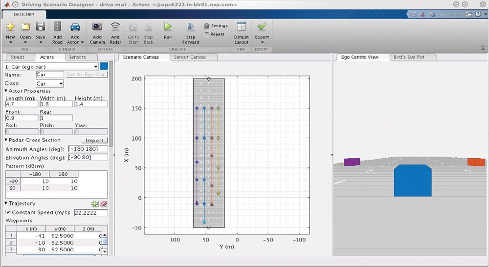 Figure 4. Driving Scenario Designer app in Automated Driving Toolbox. 