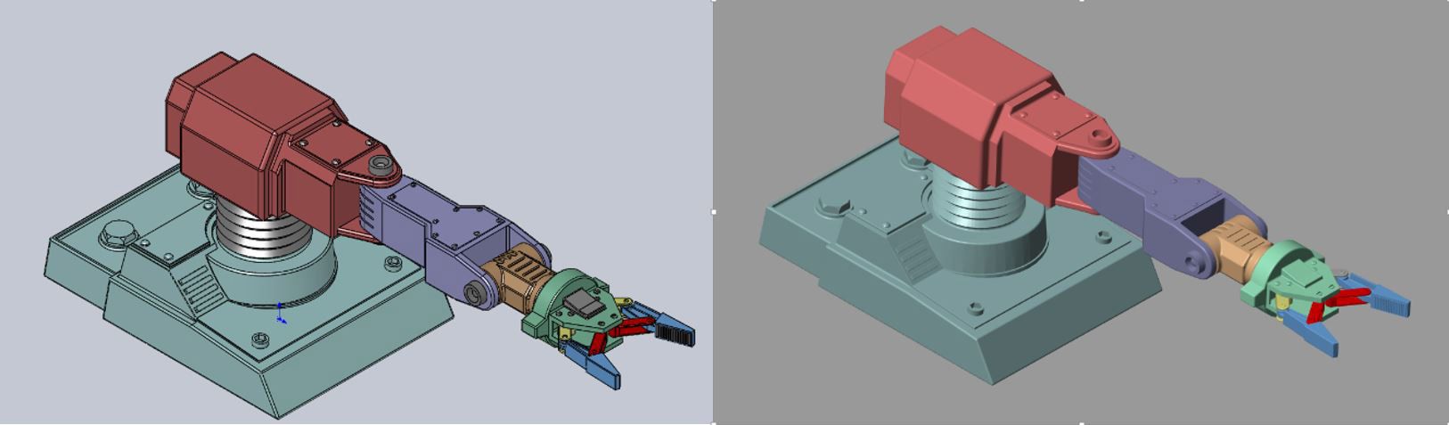 Abbildung 3: Screenshot des CAD-Systems und des Mehrkörpersystems in Simscape Multibody™.