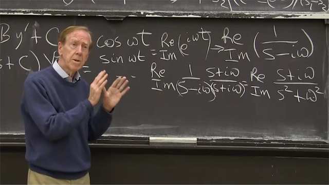 The second derivative transforms to <em>s<sup>2</sup>Y</em> and the algebra problem involves the transfer function <em>1/ (As<sup>2</sup> + Bs +C).</em>