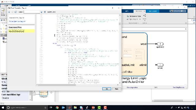 PLC code is generated for the controller and C++ code is generated for the model at the click of a button. Later, this is used for real time testing.