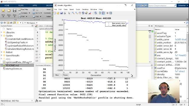 Join Sebastian Castro as he shows you how you can use MATLAB and the Global Optimization Toolbox to find optimal motion trajectories for a Simulink model of a walking robot.