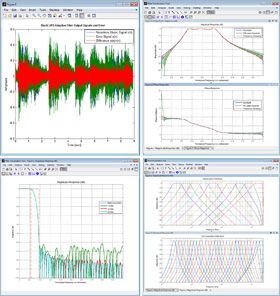 Screenshots of filters being used for various applications in MATLAB.