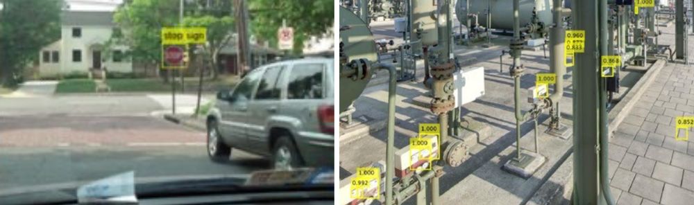 Stop sign detection (left) and automated labelling of parts in a gas processing plant (right).