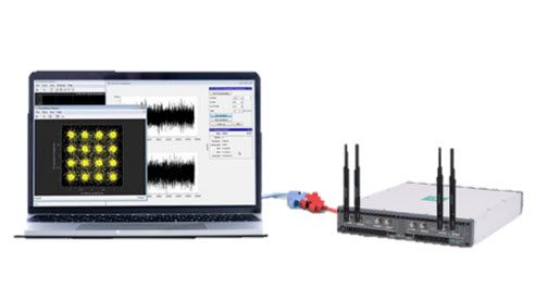 MATLAB and USRP X410  setup showing how you can test wideband wireless systems and perform spectrum monitoring.