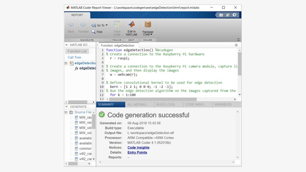 Code generation report.