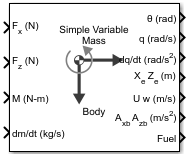 Simple Variable Mass 3DOF (Body Axes) block