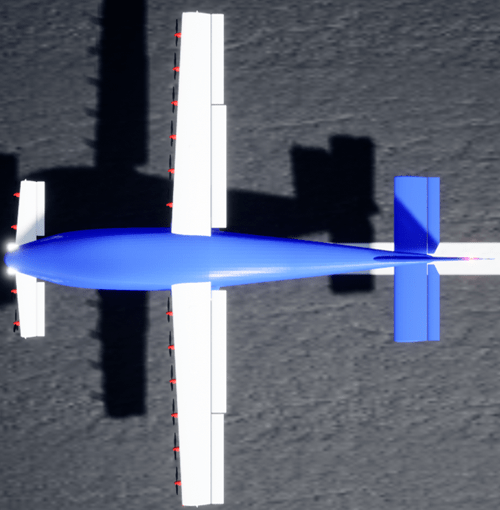 Top-down view of custom aircraft.