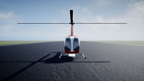 Front view of light helicopter.
