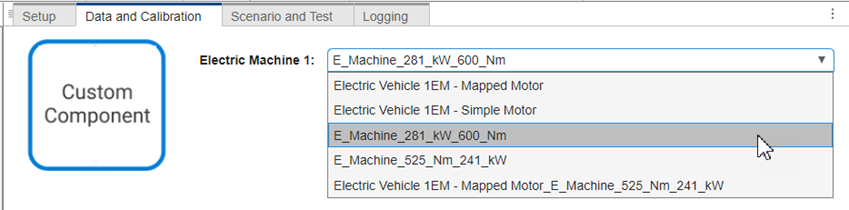 Component in drop-down with new name