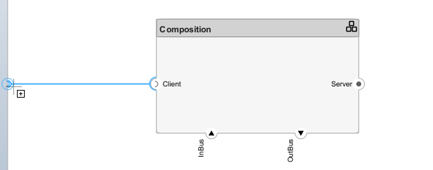 Connecting the client port of an AUTOSAR Software Composition block with a root port.