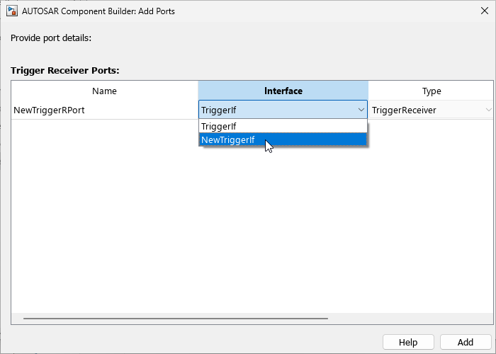 Add ports dialog box.