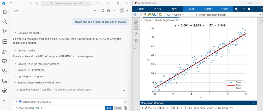 MATLAB running with GitHub Copilot in Visual Studio Code