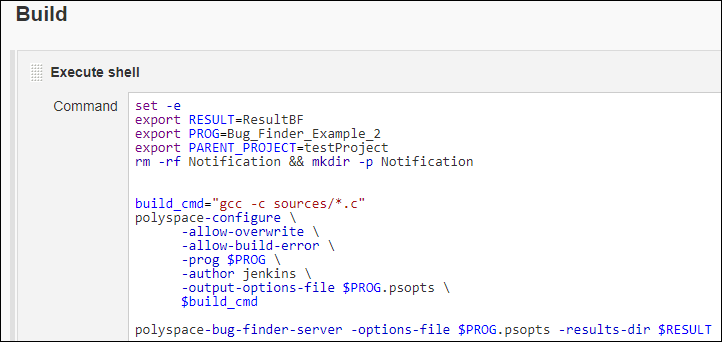 Script to run Polyspace analysis from Jenkins