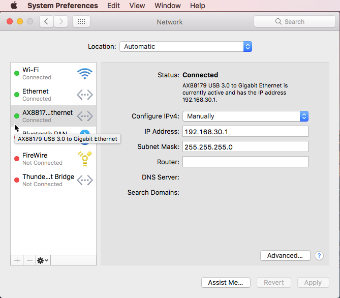 Configure manually the IP address