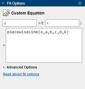 Custom equation using piecewise line function