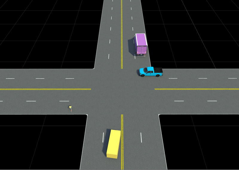 Exported RoadRunner scenario using the startRoadRunnerForScenario function.