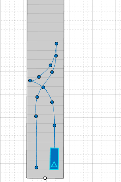 The three-point turn trajectory committed to the canvas