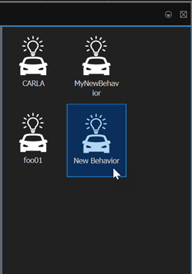 New Behavior icon appears in the Library Browser.