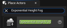 Exponential Height Fog actor selection
