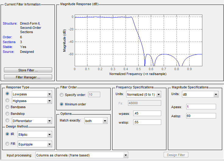 apply filter from filter designer matlab