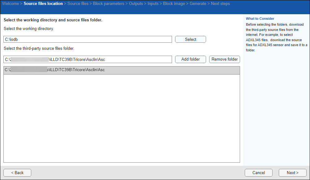 Source files location
