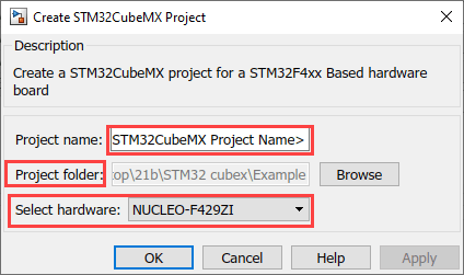 Create STM32CubeMX project