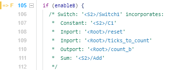 Code showing Bullseye coverage annotations.