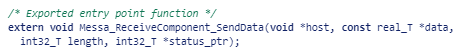 Example code that shows the prototype of the service function that sends messages