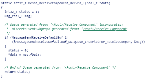 Example code that shows the implementation of the service function that receives messages