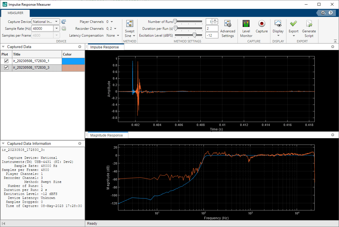 Impulse Response Measurement Using a NI USB-4431 Device