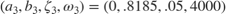 $$ (a_3,b_3,\zeta_3,\omega_3) = (0,.8185,.05,4000) $$