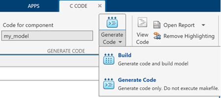 Embedded Coder toolstrip.