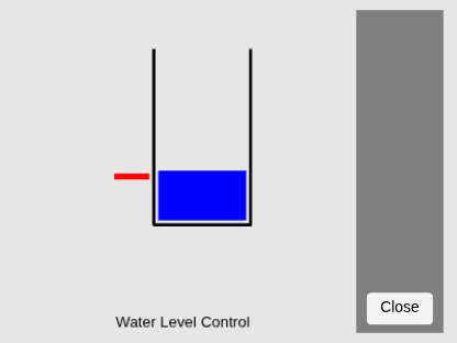 Figure Tank Demo contains an axes object and other objects of type uicontrol. The hidden axes object with xlabel Water Level Control contains 4 objects of type line, patch.