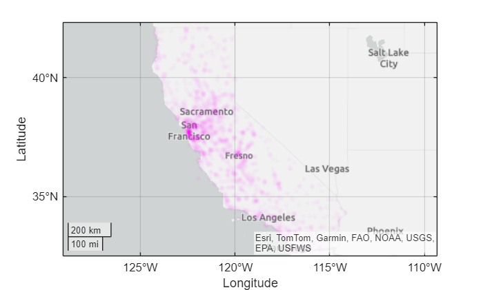 Figure contains an axes object with type geoaxes. The geoaxes object contains an object of type densityplot.