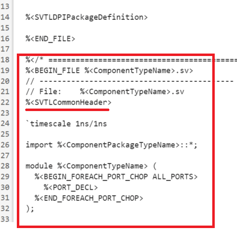 SVTL common header variable.