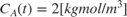 $C_A(t)=2 [kgmol/m^3]$