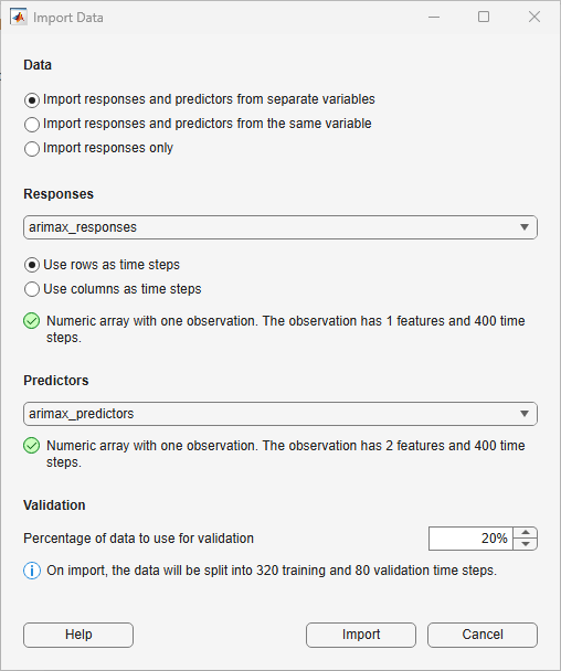 Import Data dialog box