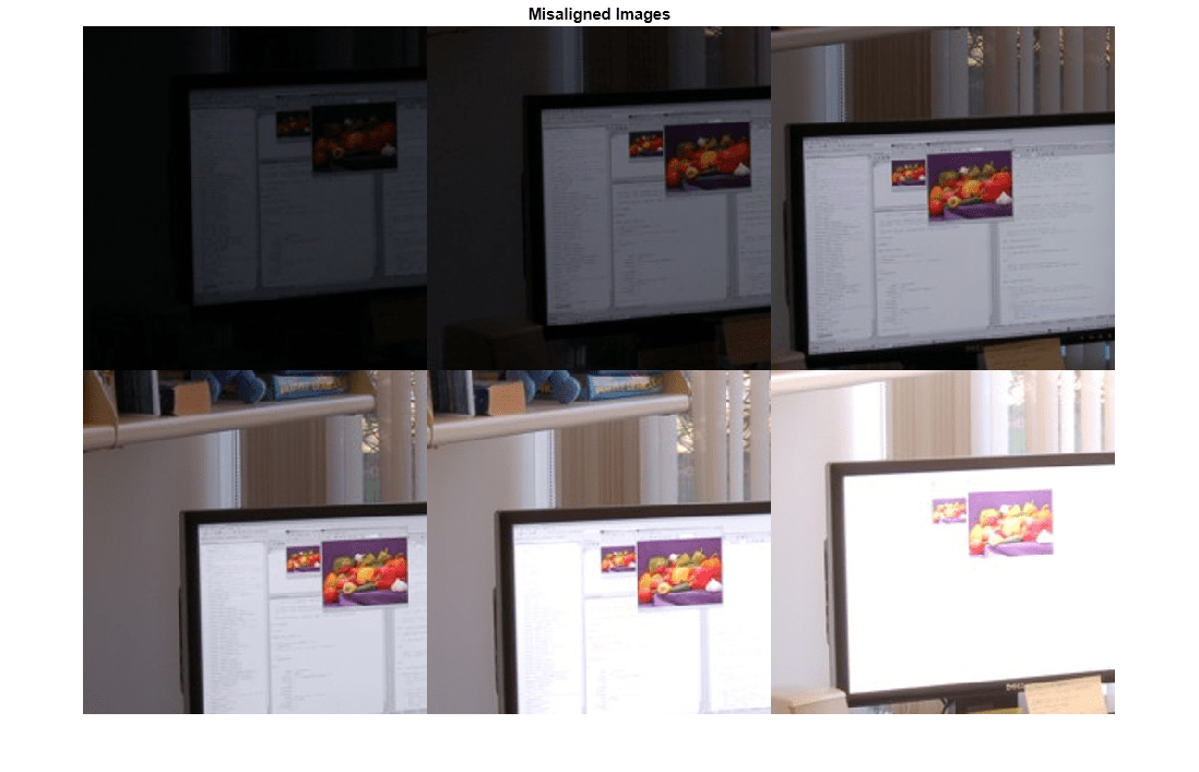 Figure contains an axes object. The hidden axes object with title Misaligned Images contains an object of type image.