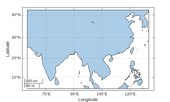 Figure contains an axes object with type geoaxes. The geoaxes object contains 2 objects of type polygon, line.