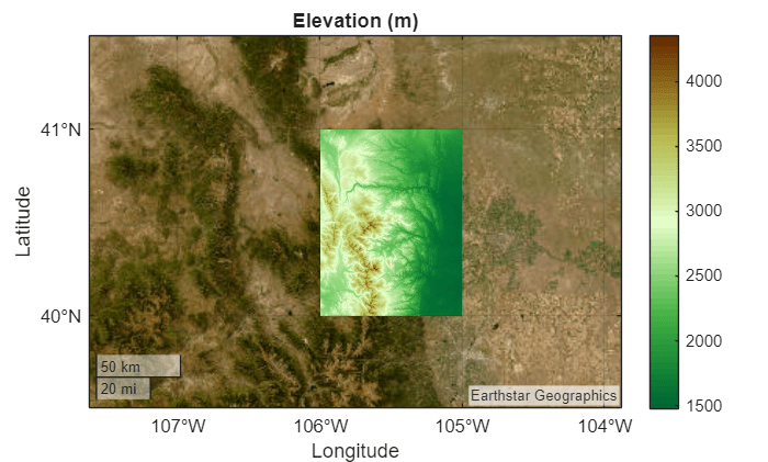 Figure contains an axes object with type geoaxes. The geoaxes object contains an object of type pseudocolorraster.