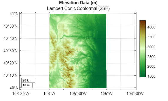Figure contains an axes object with type mapaxes. The mapaxes object contains an object of type pseudocolorraster.